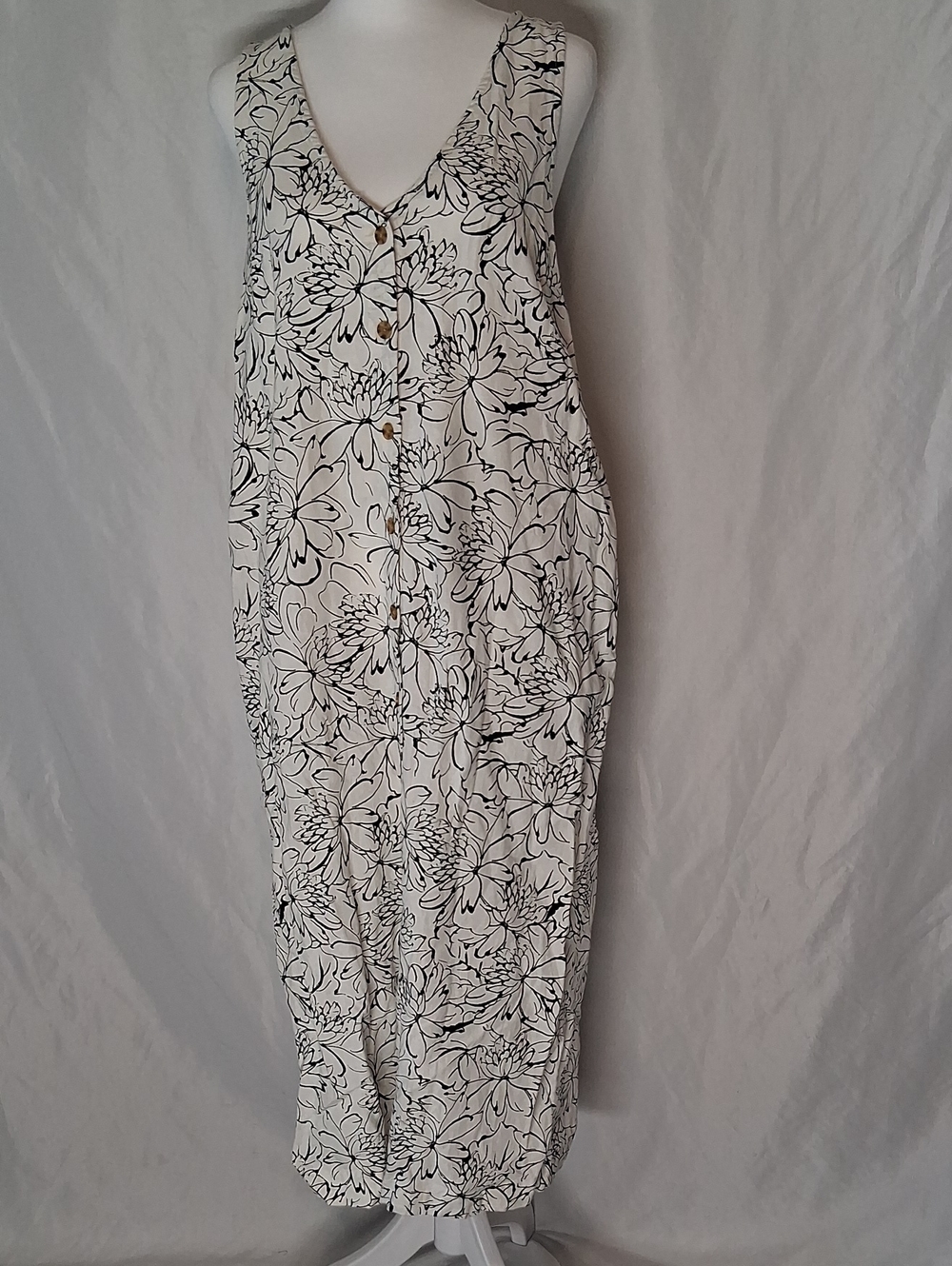 Old Navy Sleeveless Floral Linen Midi Shift Dress Size Medium